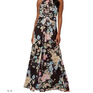 Adrianna Papell Chiffon Printed
Dress - Floral Halter Maxi Dress